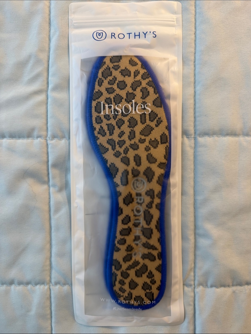 Rothy's Leopard Print Insoles with Blue Edge 9.5